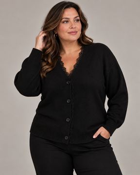 Picture of CARDIGAN WITH LACE IN HIGH QUALITY CHASHMERE & VISCOSE.